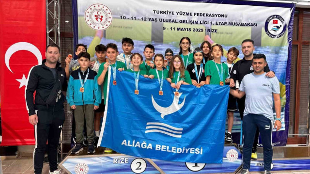 Aliağalı yüzücüler Rize’den 16 madalya ile döndü