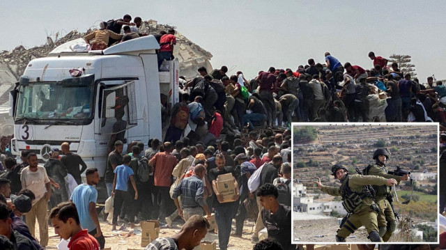Filistin topraklarını gasbeden İsrail insani yardımları çalan hırsız gruplarını koruyor
