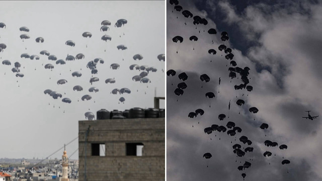 İsrail ambargosu sebebiyle kıtlıkla boğuşan Gazze’ye Ürdün ve BAE’nin havadan yardım atmaya başladığı aktarıldı