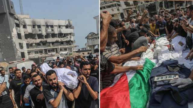 İsrail saldırısında hayatını kaybeden gazeteciler toprağa verildi