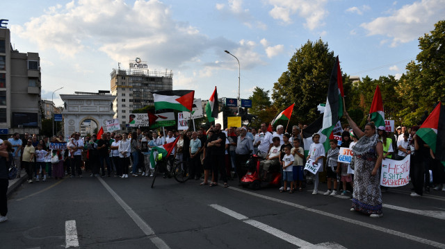Üsküp’te Filistin’e destek gösterisi düzenlendi