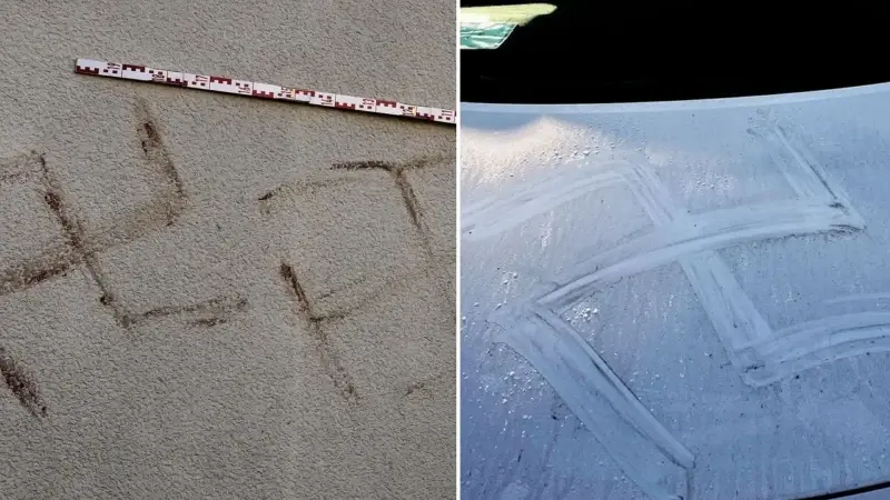 Almanya’da otomobillere ve binaların dış cephelerine ‘kanla gamalı haç’ çizildi