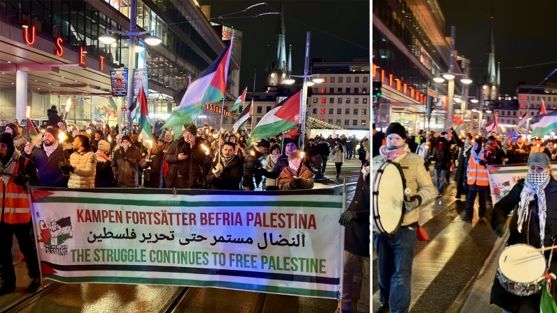İsveç’te yılbaşı kutlamasını iptal eden yüzlerce kişi Filistin’e destek gösterisi düzenledi